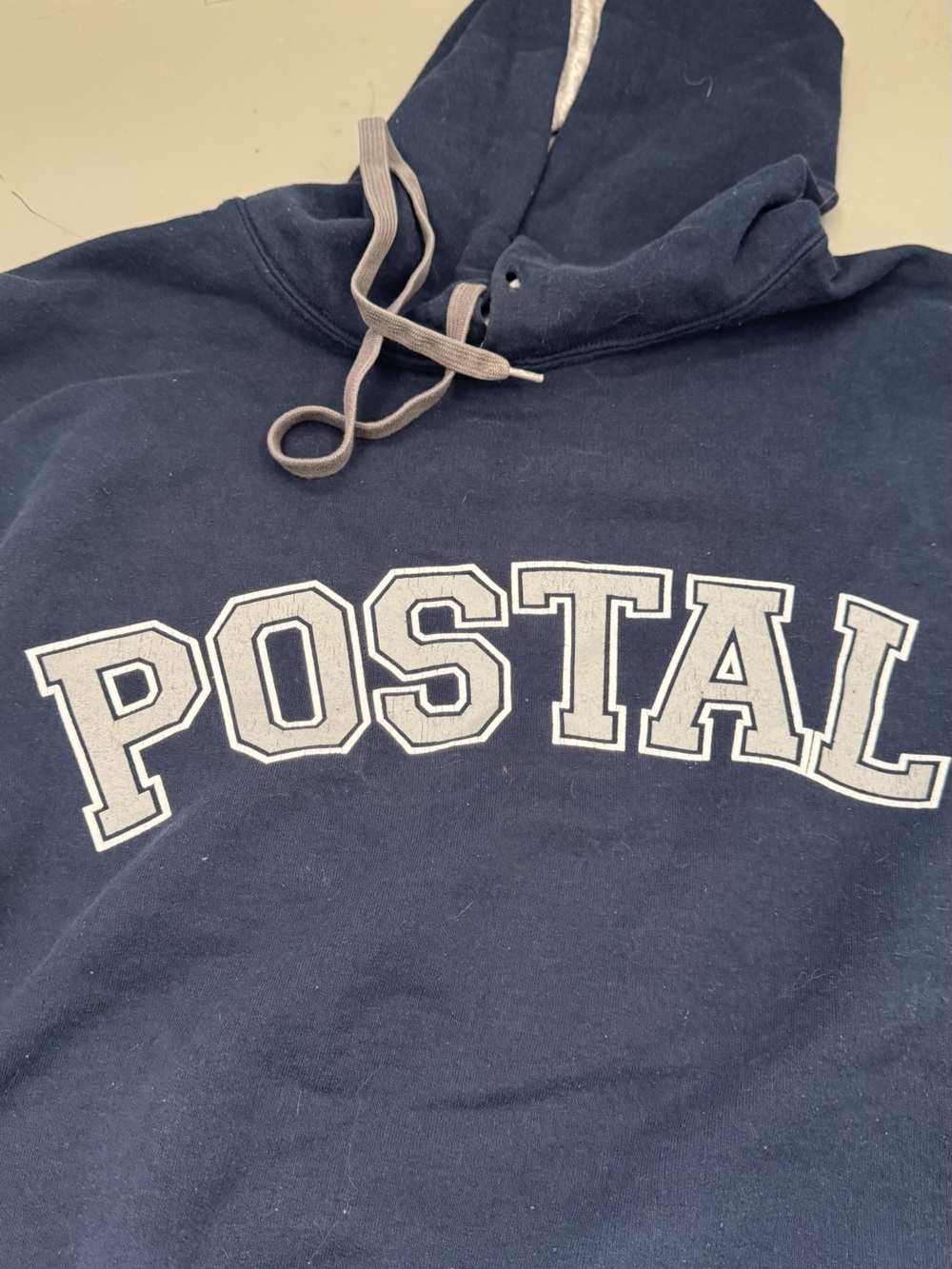 Gildan Navy Blue Hoodie Gray Postal Lettering USPS Postal Service clerk carrier